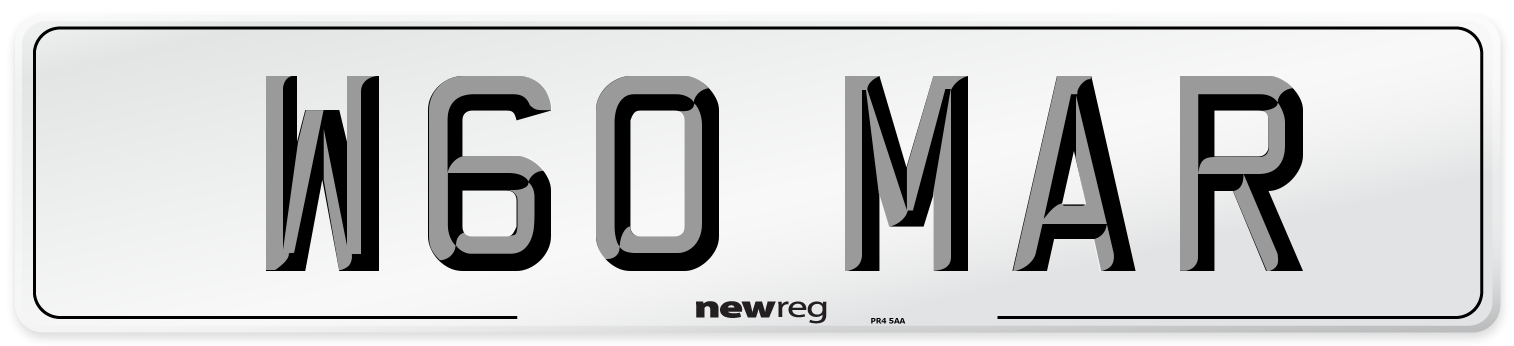 W60 MAR Number Plate from New Reg